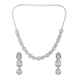 Sparkling Elegance Geometric Elegance American Diamond Necklace Set