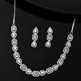 Sparkling Elegance Geometric Elegance American Diamond Necklace Set