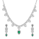 Sparkling Elegance Timeless Emerald Green Teardrop American Diamond Necklace Set