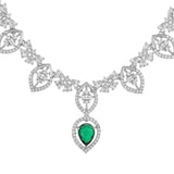 Sparkling Elegance Timeless Emerald Green Teardrop American Diamond Necklace Set