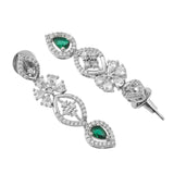 Sparkling Elegance Timeless Emerald Green Teardrop American Diamond Necklace Set