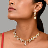 Sparkling Essential Glorious Gold American Diamond Necklace Set