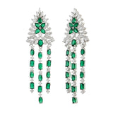 Sparkling Elegance Luxurious Emerald American Diamond Long Earrings