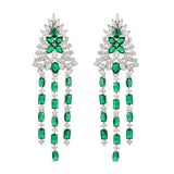 Sparkling Elegance Luxurious Emerald American Diamond Long Earrings