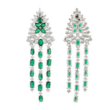 Sparkling Elegance Luxurious Emerald American Diamond Long Earrings