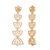 Sparkling Elegance Gleaming Gold Petals American Diamond Dangler Earrings