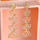 Sparkling Elegance Gleaming Gold Petals American Diamond Dangler Earrings