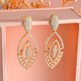 Sparkling Elegance Glistening Glam Gold American Diamond Dangler Earrings