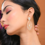 Sparkling Elegance Glistening Glam Gold American Diamond Dangler Earrings