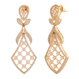 Sparkling Elegance Floral Gold American Diamond Dangler Earrings