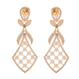 Sparkling Elegance Floral Gold American Diamond Dangler Earrings