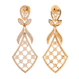 Sparkling Elegance Floral Gold American Diamond Dangler Earrings