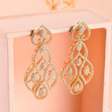 Sparkling Elegance Regal American Diamond Gold Dangler Earrings