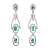 Sparkling Elegance Graceful Green American Diamond Dangler Earrings