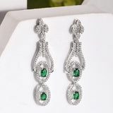 Sparkling Elegance Graceful Green American Diamond Dangler Earrings