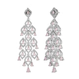 Sparkling Elegance Luxurious Soft Pink American Diamond Dangler Earrings