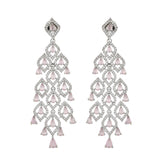 Sparkling Elegance Luxurious Soft Pink American Diamond Dangler Earrings