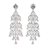 Sparkling Elegance Luxurious Soft Pink American Diamond Dangler Earrings