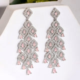 Sparkling Elegance Luxurious Soft Pink American Diamond Dangler Earrings