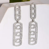 Glamorous Long American Diamond Dangler Earrings - Sparkling Elegance