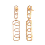 Sparkling Elegance Glamorous Long American Diamond Gold Dangler Earrings