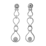 Sparkling Elegance Glamorous Loops American Diamond Long Dangler Earrings