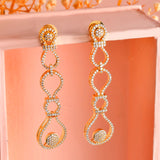 Sparkling Elegance Glamorous Loops American Diamond Gold Dangler Earrings