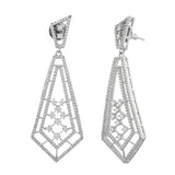 Sparkling Elegance Art Deco American Diamond Long Dangler Earrings