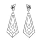 Sparkling Elegance Art Deco American Diamond Long Dangler Earrings