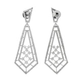 Sparkling Elegance Art Deco American Diamond Long Dangler Earrings