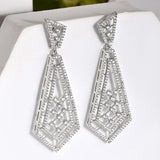 Sparkling Elegance Art Deco American Diamond Long Dangler Earrings