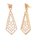 Sparkling Elegance Art Deco American Diamond Gold Dangler Earrings