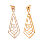 Sparkling Elegance Art Deco American Diamond Gold Dangler Earrings