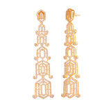 Sparkling Elegance Glamorous Long American Diamond Gold Dangler Earrings