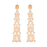 Sparkling Elegance Glamorous Long American Diamond Gold Dangler Earrings