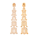 Sparkling Elegance Glamorous Long American Diamond Gold Dangler Earrings