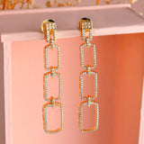 Sparkling Elegance Shimmering Chic American Diamond Gold Dangler Earrings