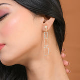 Sparkling Elegance Shimmering Chic American Diamond Gold Dangler Earrings