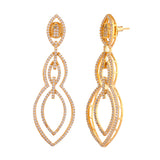 Sparkling Elegance Regal Teardrop American Diamond Gold Dangler Earrings