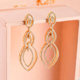 Sparkling Elegance Regal Teardrop American Diamond Gold Dangler Earrings