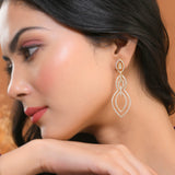 Sparkling Elegance Regal Teardrop American Diamond Gold Dangler Earrings