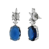 Sparkling Elegance Glam Blue American Diamond Drop Earrings