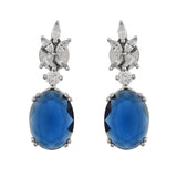 Sparkling Elegance Glam Blue American Diamond Drop Earrings