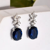 Sparkling Elegance Glam Blue American Diamond Drop Earrings