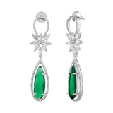 Sparkling Elegance Glamorous Green Marquise American Diamond Dangler Earrings