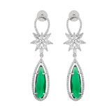 Sparkling Elegance Glamorous Green Marquise American Diamond Dangler Earrings