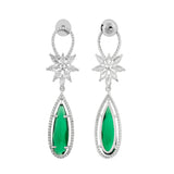 Sparkling Elegance Glamorous Green Marquise American Diamond Dangler Earrings