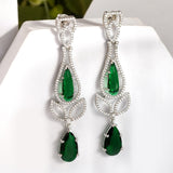 Sparkling Elegance Radiant Emerald American Diamond Dangler Earrings