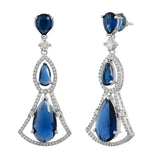 Sparkling Elegance Radiant Blue American Diamond Dangler Earrings