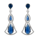 Sparkling Elegance Radiant Blue American Diamond Dangler Earrings